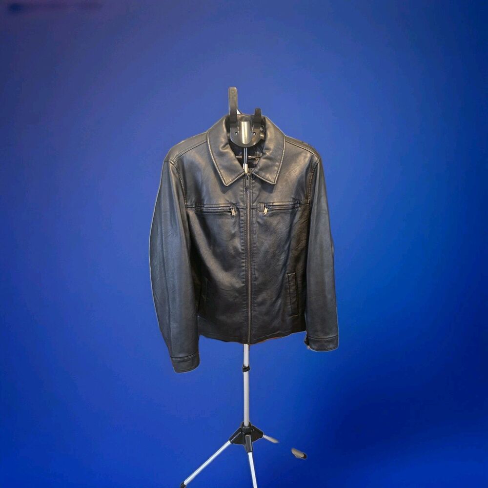 MEN'S SIZE:LARGE DOCKERS BLACK BOMBER STYLE JACKET HIGH QUALITY PLEATHER*NWT*